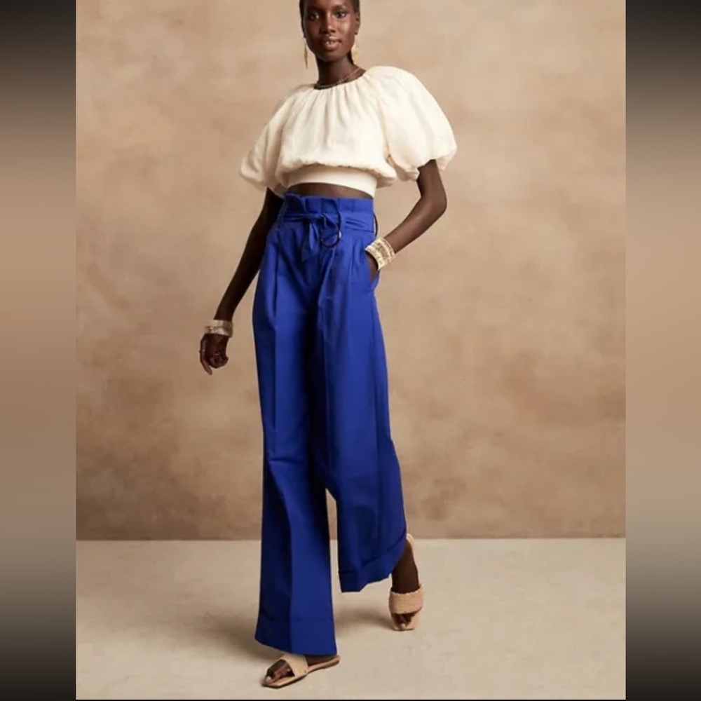 Banana Republic Wide-Leg Paperbag Pant 14L Voltage Blue